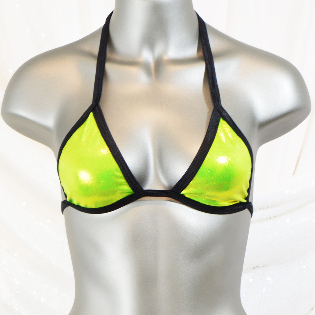 Metallic Green Lycra Swim Suit Top