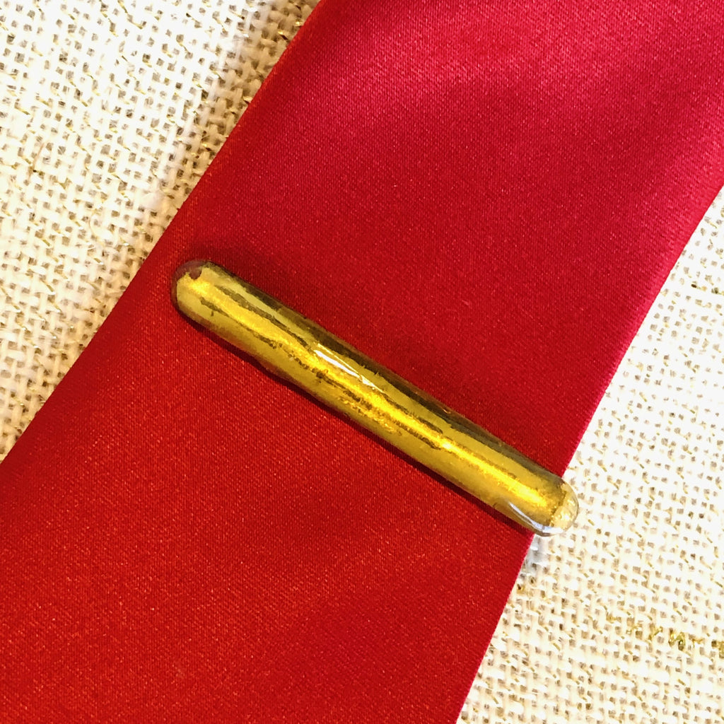 Amber Antique Art Deco Upcycled Glass Tie Bar