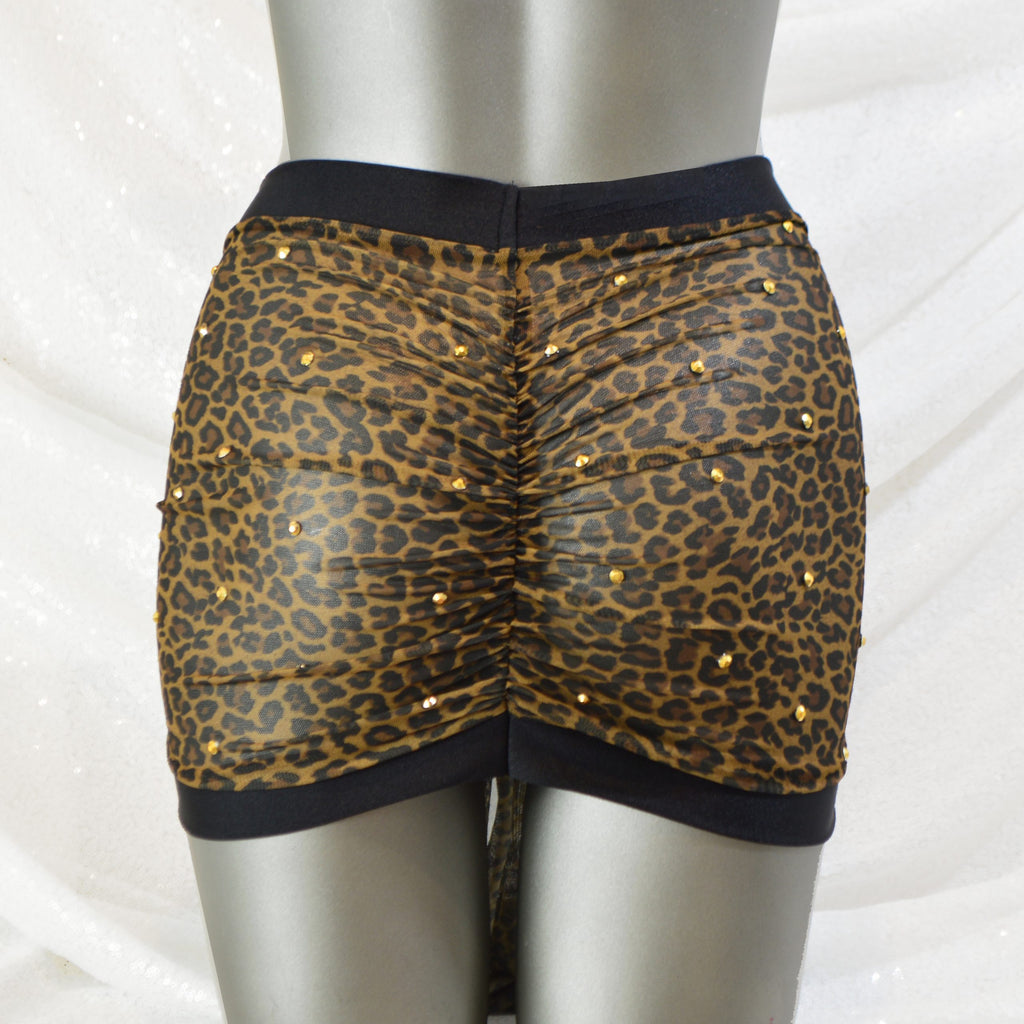 Rhinestone Cheetah Print Drape Front Ring Sarong