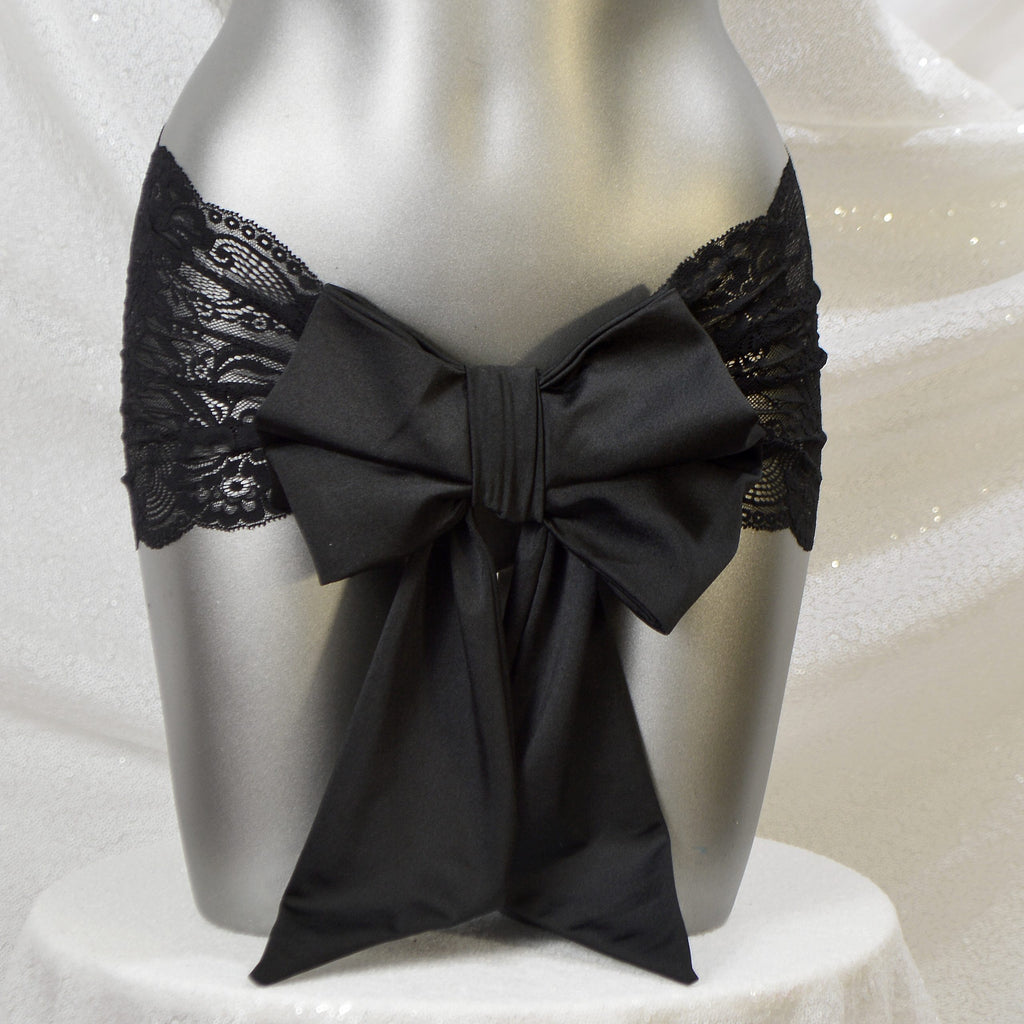 Black Lace and Satin Lingerie Present Stretch Mini Skirt