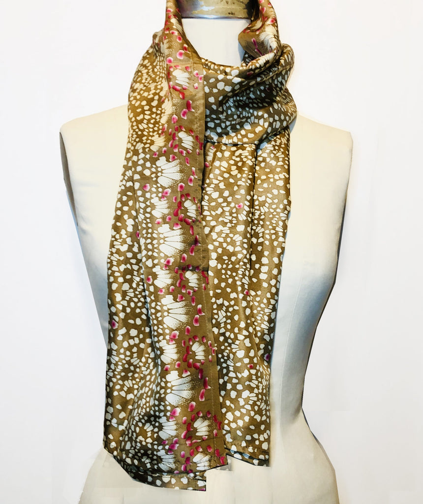 Bronze Butterfly with Pink Speckles Silk Scarf